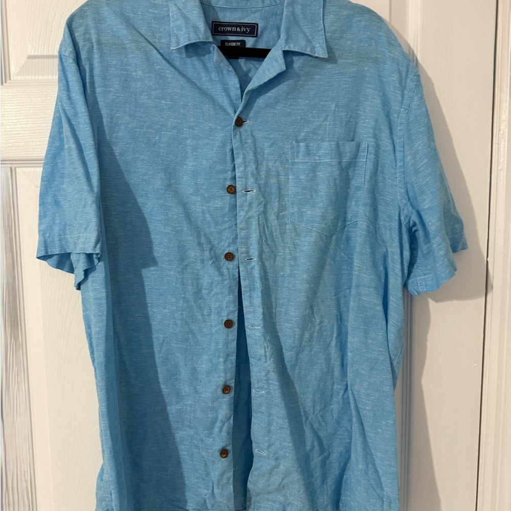 Mens Blue Linen Shirt